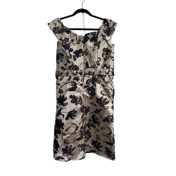 Oleg Cassini Metallic Brocade Off-The-Shoulder High-Low Gown W/ Pockets Size 14 - Picture 5 of 8